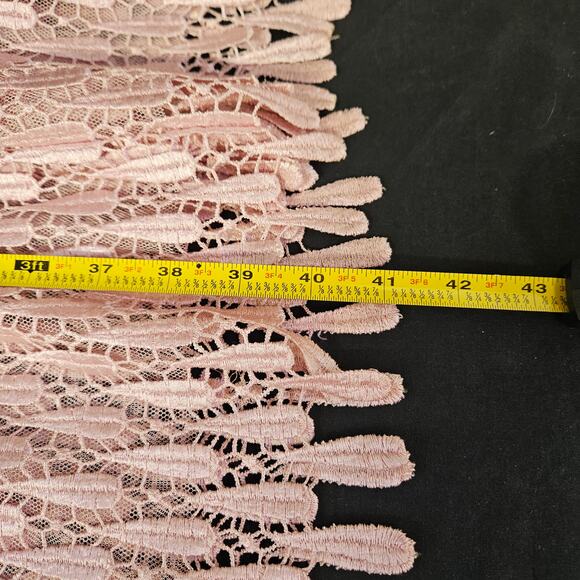 Vintage Union Made Pink Midi Dress Size 10 Layered Tiered Lace Romantic Feminine - Picture 8 of 8